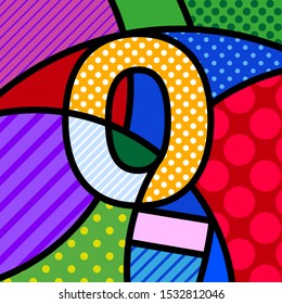Q Pop Art modern design alphabet letter. Comic style font in modern trendy colors. ABC lettering. Cartoon graphic letter for kids and your design. Halftone background and texture. 