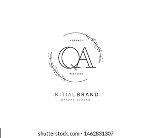 Q A QA Beauty vector initial logo, handwriting logo of initial signature, wedding, fashion, jewerly, boutique, floral and botanical with creative template for any company or business.