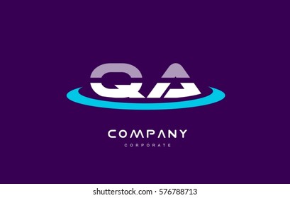 q a qa cyan magenta blue letter combination alphabet vector company logo icon sign design template 