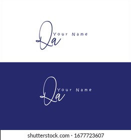 Q A QA Initial letter handwriting and signature logo.