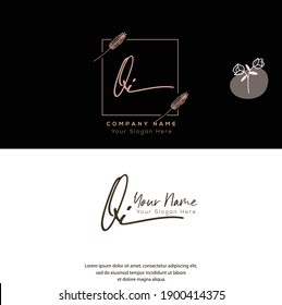 Q I QI Initial letter handwriting and signature logo. Beauty vector initial logo .Fashion, boutique, floral and botanical