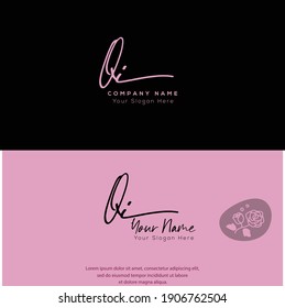 Q I QI  Initial letter handwriting and signature logo. Beauty vector initial logo .Fashion, boutique, floral and botanical