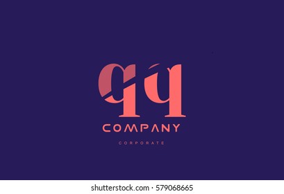 q q qq alphabet small letter blue pink creative design vector company logo icon template 