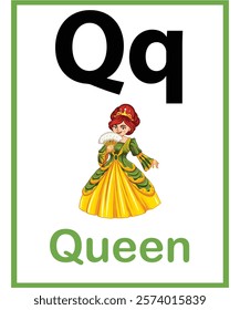 Q for queen vector worksheet for kids