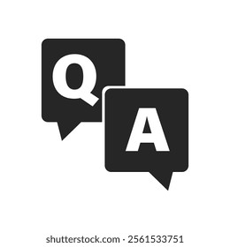 Q and A questions answers vector icon. Speech bubbles with question and answer.