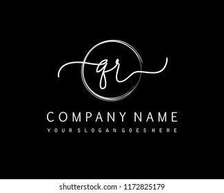 Q R Initial handwriting logo vector
