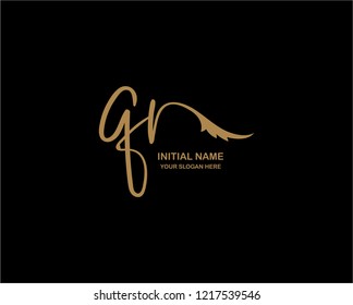 Q R Initial Handwriting Logo Template