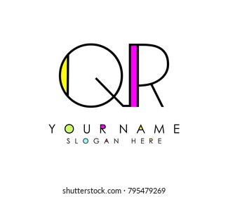 Q & R initial minimalist logo template vector