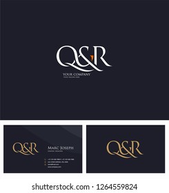 Q & R letters Joint logo icon and Business card vector template.