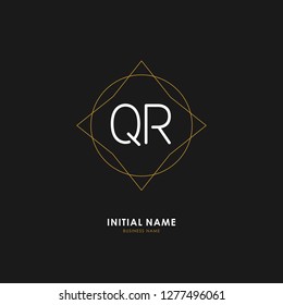 Q R QR Initial logo letter with minimalist concept. Vector with scandinavian style logo.