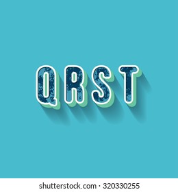 Q R S T - 3D Plastique Alphabet - Typography with grunge blue texture and long shadow effect - Vector Illustration - Graphic resource