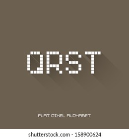Q R S T - Flat Pixel Alphabet - Flat Design - Vector Illustration