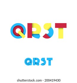 Q R S T Modern Colored Layered Font or Alphabet - Vector Illustration