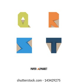 Q R S T - Paper Alphabet - Vector Illustration - Typography Element
