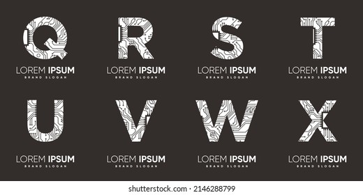 Q R S T U V W X Y Z  letter logo with creative modern syle Premium Vector