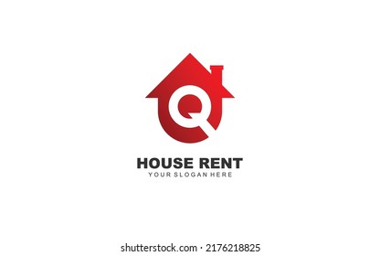 Q real estate logo design inspiration. Vector letter template design for brand.