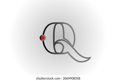 Q red grey alphabet letter logo icon design. Creative concept for company and business