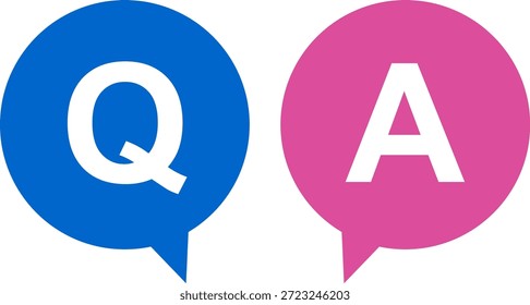 Bolhas de fala redondas Q e A (azul e rosa)