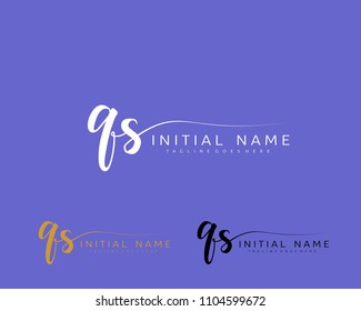 Q S Initial handwriting logo vector. Hand lettering for designs.