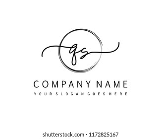 Q S Initial handwriting logo vector