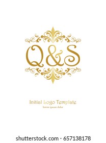 Q & S initial wedding logo template vector