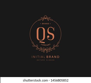 Q S QS Beauty vector initial logo, handwriting logo of initial signature, wedding, fashion, jewerly, boutique, floral and botanical with creative template for any company or business.