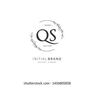 Q S QS Beauty vector initial logo, handwriting logo of initial signature, wedding, fashion, jewerly, boutique, floral and botanical with creative template for any company or business.