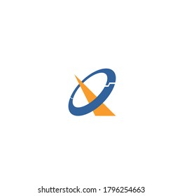 Q Satellite Logo. Letter Q with shape of radio telescope.