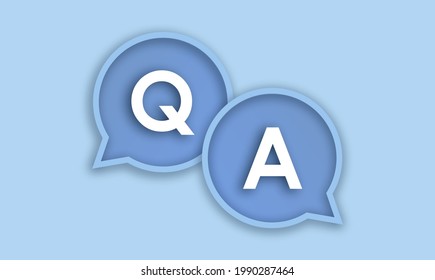 Q and A sign on the blue background. Vector illustration. Question and Answer Icon in speech bubble with 3d effect. FAQ concept for website, Information Centre, Mobile Application, business pages