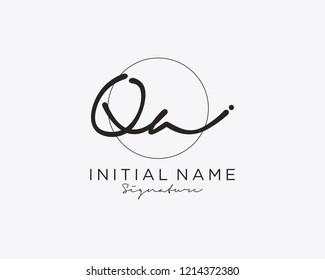 Q A Signature initial logo template vector