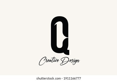 Q simple black and white alphabet letter logo icon design. Lettering and corporate. Elegant identity template with creative text