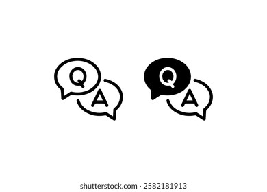 Q and A Speech Bubble Icon in Line and Solid Styles Vector