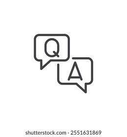 Q A Speech Bubbles line icon. linear style sign for mobile concept and web design. Speech bubbles, Q and A outline vector icon. FAQ symbol, logo illustration. Vector graphics