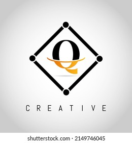 Q Square Framed Letter Logo Design Vector. Creative Letter Q Logo Design.