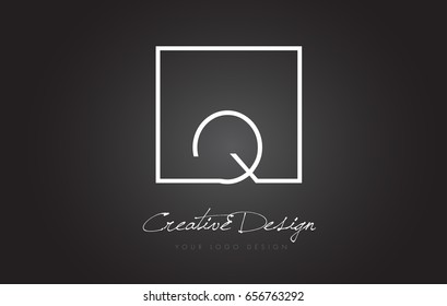 Q Square Framed Letter Logo Design Vector with Black and White Colors.