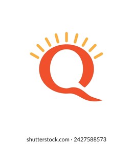 Q sunrise logo design vector.