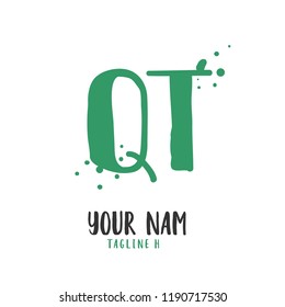 Q T Handwritten logo template