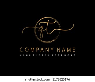 Q T Initial handwriting logo vector