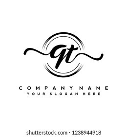 Q T Initial handwriting logo vector