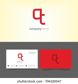 Q T joint logo design vector with business card template