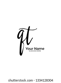Q T QT initial logo signature vector. Handwriting concept logo.