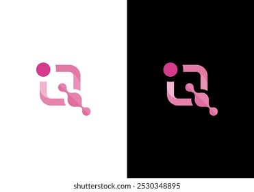 Q-Technologie-Logo ist rund, einfaches Design, farbig