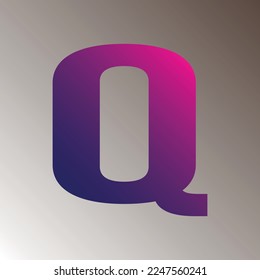 Q diseño vectorial de la marca de la letra de color gradiente de texto. colorida letra mayúscula de logotipo Q. Diseño de camisetas con letras de letras de letra Q. 