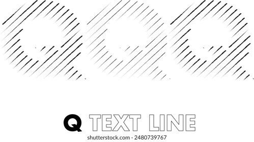 Q text with line effect 