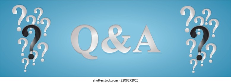 Q and A in text with question marks. Vector illustration.
