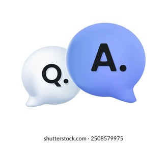 Q and A texts, Question and answer icon in comic style. Discussion speech bubble vecto 3Dr cartoon illustration pictogram. Question, answer business concept. QnA. FAQ, frequently asked questions