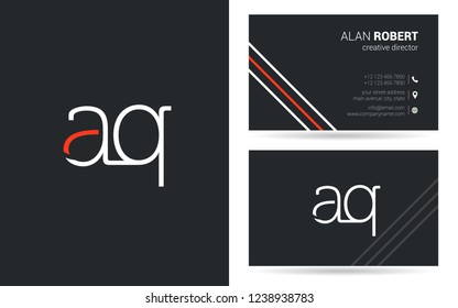 A & Q thin letter joint logo with business card template