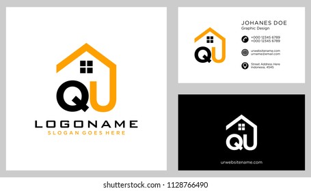 Q U initial logo template vector