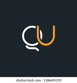 Q & U joint logo letter style design with business card template
