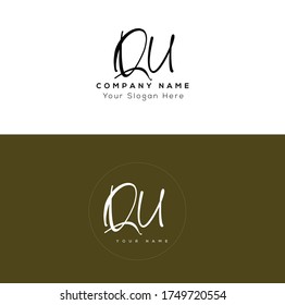  Q U QU Initial letter handwriting and signature logo.